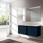 Adema Prime Core Ensemble de meuble - 120x50x45cm - 2 vasques rectangulaires Blanc - 2 trous de robinet - 4 tiroirs - avec miroir rectangulaire - Navy Blue SW925901