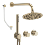Crosswater MPRO Module ensemble de douche pluie encastré – douche de tête Ø 20 cm – bras mural courbé 30 cm – 2 leviers – laiton brossé SW1472456