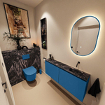 MONDIAZ TURE-DLUX Meuble toilette - 120cm - Jeans - EDEN - vasque Lava - position droite - sans trou de robinet SW1103849