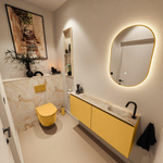 MONDIAZ TURE-DLUX Meuble toilette - 120cm - Ocher - EDEN - vasque Frappe - position droite - 1 trou de robinet SW1102910