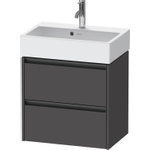 Duravit Ketho 2 Meuble sous-lavabo - 2 tiroirs - 58.4x39x54.9cm - poignées anthracite - graphite mat SW773009