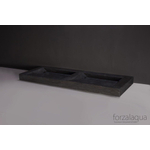 Forzalaqua Bellezza wastafel - 160.5x51.9x9cm - zonder kraangat - gezoet hardsteen (zwart) SW369832