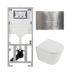 QeramiQ Dely Ensemble WC - 36.3x51.7cm - sortie profonde - sans bride - réservoir encastré Geberit UP320 - abattant WC softclose 35 mm - plaque de déclenchement acier - boutons rectangulaires - blanc mat SW1235392