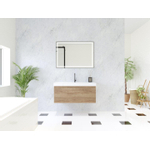 HR Matrix ensemble de meubles de salle de bain 3d 100cm 1 tiroir sans poignée avec bandeau de poignée en chêne français avec lavabo juste 1 trou de robinetterie blanc SW857074