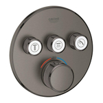 Grohe Grohtherm SmartControl Inbouwkraan - thermostatisch - met omstel voor 3 functies - rond - brushed hard graphite (antraciet) SW225090