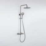 Fortifura Calvi Regendoucheset - thermostatisch - 25cm - hoofddouche - gladde slang - ronde handdouche - PVD - geborsteld gunmetal (antraciet) SW1204406