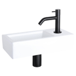 Differnz ravo ensemble lave-mains robinet céramique incurvé noir mat 38.5x18.5x9cm blanc brillant SW705323
