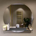 Miroir de salle de bain Mondiaz SPOT - rond 90cm - plan de miroir - couleur Gris Foncé SW1235517