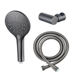 Fortifura Calvi Handdoucheset - diameter 12cm - rond - 3 straalsoorten - met houder - met anti twist - slang - 150cm - PVD - geborsteld gunmetal (antraciet) SW1159482