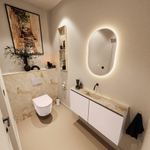 MONDIAZ TURE-DLUX Meuble toilette - 100cm - Rosee - EDEN - vasque Frappe - position centrale - sans trou de robinet SW1102963