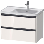 Duravit Ketho.2 Wastafelonderbouwkast - met 2 laden - voor waskom rechts - 78.4x45.5x54.9cm - met grepen antraciet - hoogglans wit SW771802