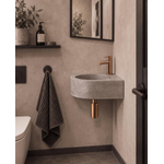 Fortifura Fuente pack lave-mains d'angle – 31,5 x 31,5 x 10 cm – béton gris – robinet cuivre SW1111548