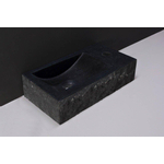 Forzalaqua Venetia fonteinbak 40x22x10cm wasbak Links 1 kraangat rechts Natuursteen Graniet gezoet & gekapt SW369909