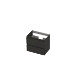 INK Wastafelonderkast - 60x40x52cm - 2 lades - greeploos - MDF lak - Mat Antraciet SB1241001