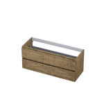 INK Wastafelonderkast - 120x45x52cm - 2 lades - greeploos - met houten keerlijst - MFC - Naturel eiken SW207415