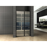 Wiesbaden Horizon Porte pivotante pour niche avec paroi fixe 90x200cm verre Nano 8mm Noir mat SW373477