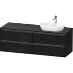 Duravit Ketho 2 wastafelonderbouwkast incl. consoleplaat met 4 laden voor waskom rechts 160x55x56.8cm met handgrepen antraciet eiken zwart mat SW771801