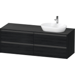 Duravit Ketho.2 Wastafelonderbouwkast - inclusief consoleplaat - met 4 laden - voor waskom rechts - 160x55x56.8cm - met handgrepen antraciet - eiken zwart mat SW771801