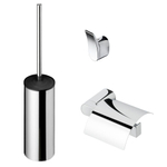 Geesa Wynk Toiletaccessoireset - Toiletborstel met houder - Toiletrolhouder met klep - Handdoekhaak - Chroom 0653659