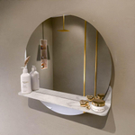 Mondiaz SPOT Badkamerspiegel - rond 60cm - spiegelplanchet - kleur Ostra SW1235661