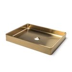 Qisani Vanity Lavabo à poser 52x41x7cm sans trou pour robinetterie Light Gold SW203618