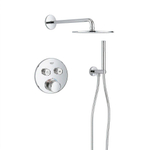 Grohe - Adema Rise ensemble de douche pluie – douche de tête 25 cm – bras mural courbé 38 cm – sans douchette – chrome SW1248545