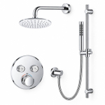 Grohe - Adema Rise ensemble de douche pluie – douche de tête Ø 20 cm – bras mural courbé 20 cm – douchette bâton – 2 fonctions – chrome SW811912