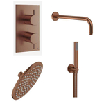 Crosswater MPRO Regendoucheset inbouw - 20cm hoofddouche - wandarm - staafhanddouche - gecoat geborsteld brons SW969992