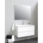 Basic Bella Meuble avec lavabo acrylique 100x55x46cm 1 trou de robinet avec miroir Blanc brillant SW398107