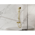 Fortifura Calvi Badkraan - met glijstangset - ronde handdouche - gladde doucheslang - geborsteld messing PVD (Goud) SW968344