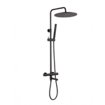 Fortifura Calvi Regendoucheset - thermostatisch - 25cm hoofddouche - gladde slang - staaf handdouche - draaibare baduitloop - mat zwart SW1592503