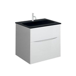 Crosswater Glide II ensemble de meubles de salle de bain - 50x45x52cm - 2 tiroirs lavabo sans poignée trou de robinet - noir - blanc brillant SW892085