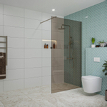 Fortifura Galeria inloopdouche - 110x200cm - rookglas - wandarm - PVD - geborsteld gunmetal (antraciet) SW917136