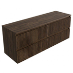 Saniclass Holz Atelier Ensemble meuble de salle de bains - 160x45x62cm - plan en bois - sans trou de robinet - 4 tiroirs - chêne charcoal mat (bois) SW1479058