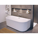 Baignoire Riho Desire semi-îlot - 180x84cm - Installation centrale - avec robinet de baignoire chromé - Acrylique blanc brillant SW370625