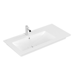 Villeroy & Boch Venticello Lavabo pour meuble - vasque à gauche - 1 trou de robinet - 100x50cm - adapté pour 3 trous de robinet - trop-plein - ceramic+ - blanc 1025127