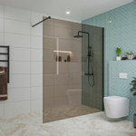 Fortifura Galeria Douche à l'italienne - 160x200cm - verre fumé - Noir mat SW876882