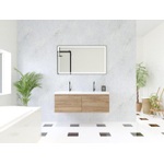 HR Matrix ensemble meuble de salle de bain 3d 120cm 2 tiroirs sans poignée avec bandeau en chêne français avec vasque djazz double 2 robinets blanc SW857094