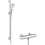 Hansgrohe Crometta Opb - douchesysteem Vario - met Ecostat - 1001 CL - glijstang 90cm chroom/w - thermostaat - wit SW73236