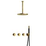 Hotbath Cobber X IBSX70 Ensemble de douche de tête encastré - douche de tête 30cm - bras de plafond 30cm - douchette barre 1 jet - laiton brossé - PVD SW677717