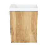 Arcqua Marble Ensemble fontaine - 40x22x54.5cm - fontaine mat blanc - sans trop-plein - chêne naturel SW909590