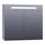 BRAUER Promise armoire de toilette - 80x70x15cm - avec éclairage direct - 2 portes miroir unilatérales - gris mat SW371692