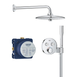 Grohe Precision SmartControl ensemble de douche pluie encastré – thermostatique – douche de tête ronde Ø 26 cm – bras mural courbé – chrome SW1120184
