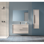 Saniclass Prime Essential Ensemble meuble de salle de bains - 100x55x46cm - 1 vasque ovale blanche - 1 trou de robinet - 2 tiroirs - miroir rectangulaire - mat cotton (beige) SW925103