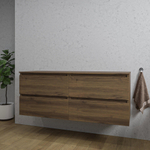 Saniclass Chaci Badkameronderkast - 140x46x55cm - 4 lades - greeploos - noten (hout) SW1171430