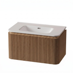 Royal Plaza Terra Edge Ensemble meuble de salle de bains - 80x45.5x46cm - vasque en céramique blanc brillant - 1 vasque - 1 trou de robinet - 2 tiroirs - sandwood (chêne clair) SW1471930