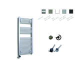 Sanicare radiateur électrique design 111,8 x 45 cm 596 watts thermostat chrome en bas à gauche gris argenté SW890932