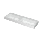 INK Momento wastafel - 140x45x9cm - 2 wasbakken - 0 kraangaten - polystone wit glans SW68642