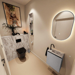 MONDIAZ TURE-DLUX Meuble toilette - 40cm - Plata - EDEN - vasque Glace - position droite - 1 trou de robinet SW1103462