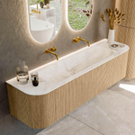 MONDIAZ KURVE-DLUX 170cm Meuble salle de bain avec module 25 G et D - couleur Oak - 1 tiroir - 2 portes - vasque BIG LARGE centre - sans trou de robinet - couleur Frappe SW1137362